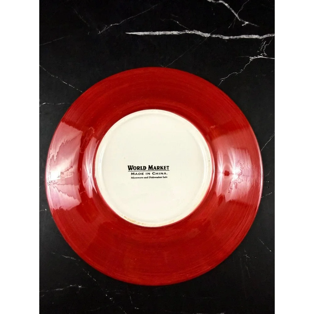 World Market Ceramiche Toscane 8.5in Salad Plate Red Dots Tree